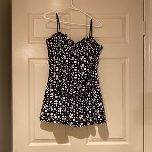 Tropical Escapes black and white polka dot swim dress,  Sz 16